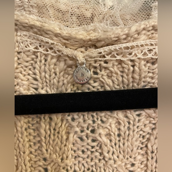 Anthropologie Knitted & Knotted Lace Knitted Cream Sweater Vest/Open Cardigan - Picture 4 of 7